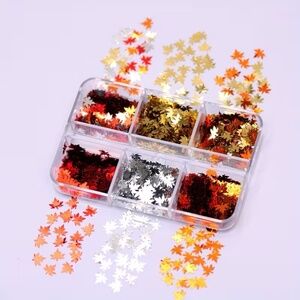 Metallic Maple Leaf Nail Art Multi-Color Acrylic Decals